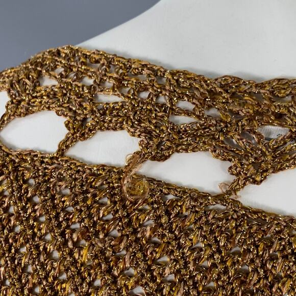 DIANE VON FURSTENBERG Size M Gold Acetate Blend Crochet Dress - Picture 5 of 8